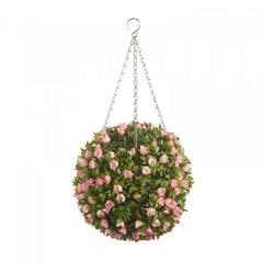 Artificial Pink Rose Topiary Ball