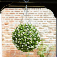 Artificial White Rose Topiary Ball