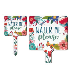 Floral Water Me Please Planter Sign