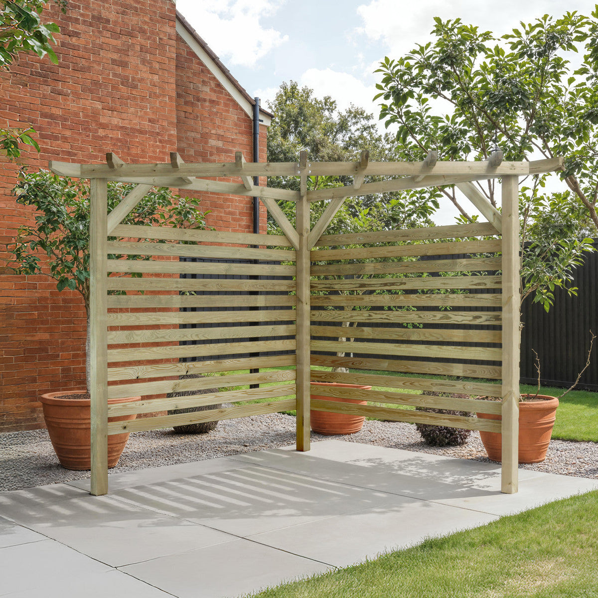 Ludlow Corner Pergola with Backs