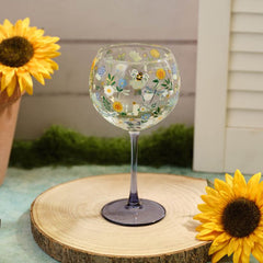 BEE FLOWER AND BIRD PATTERN GIN GLASS