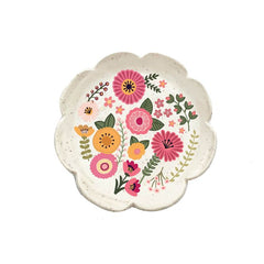 FLORAL LUXE SCALLOPED EDGE STONEWARE TRINKET DISH