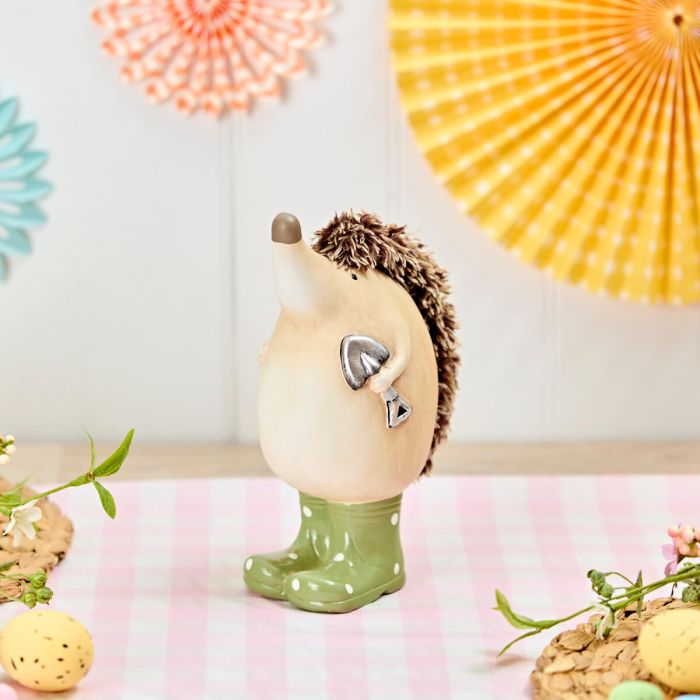 Clay Hedgehog With Green Spot Wellies