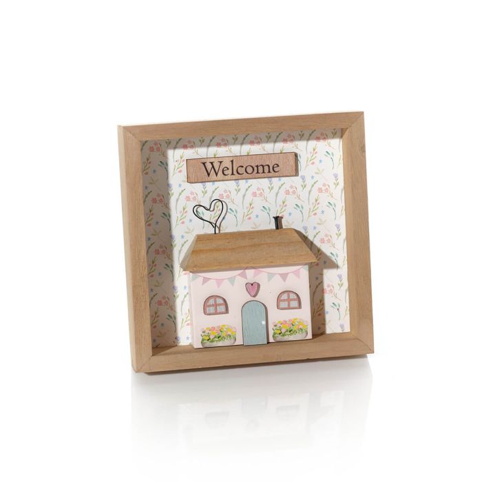 COTTAGE GARDEN FRAMED 3D HOUSE WELCOME EASEL PLAQUE