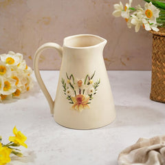 FLORAL SERENADE DAFFODIL EMBOSSED DECORATIVE STONEWARE JUG