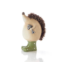 Clay Hedgehog With Green Spot Wellies