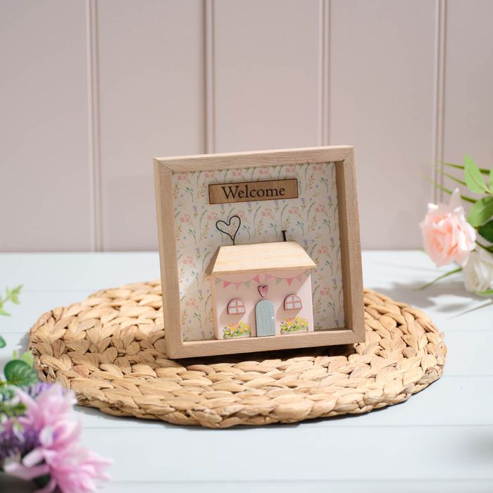 COTTAGE GARDEN FRAMED 3D HOUSE WELCOME EASEL PLAQUE