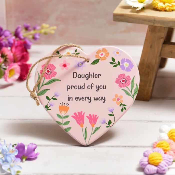 BRIGHT AND BEAUTIFUL CERAMIC HANGING HEART DAUGHTER