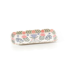 FLOURISH AND FOLIAGE STONEWARE EMBOSSED TRAY WITH SHAPED EDGING
