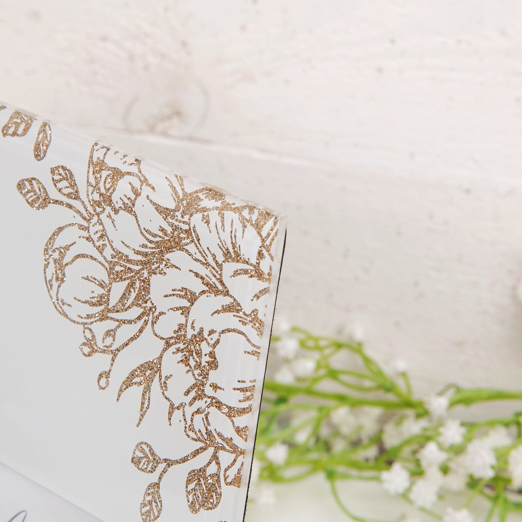 Happy Anniversary Glass Floral Frame